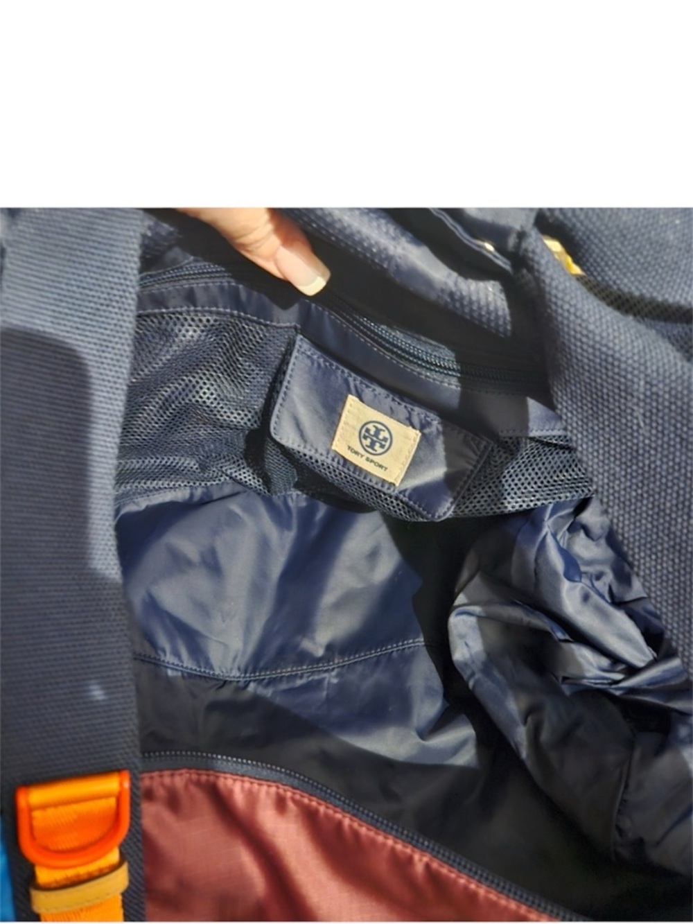 Tory Burch Sport Ripstop Nylon Color-Block Duffle Bag With Dusty - Picture 11 of 11